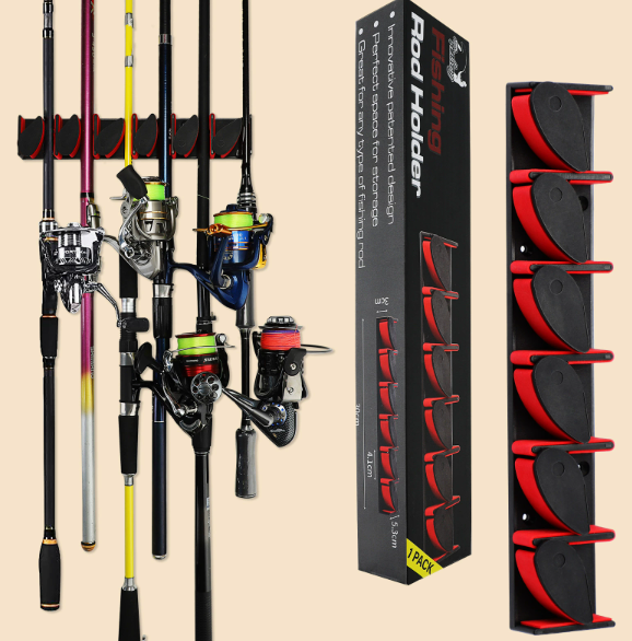 New Wall-Mounted Lure Fishing Gear Accessory Rod Rack, Vertical Style, Boxed Rod Holder