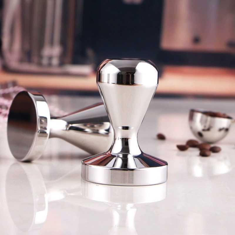 Tamper for coffee machine handle, stainless steel coffee tamper, coffee puck press, powder tamper and distributor for home use
