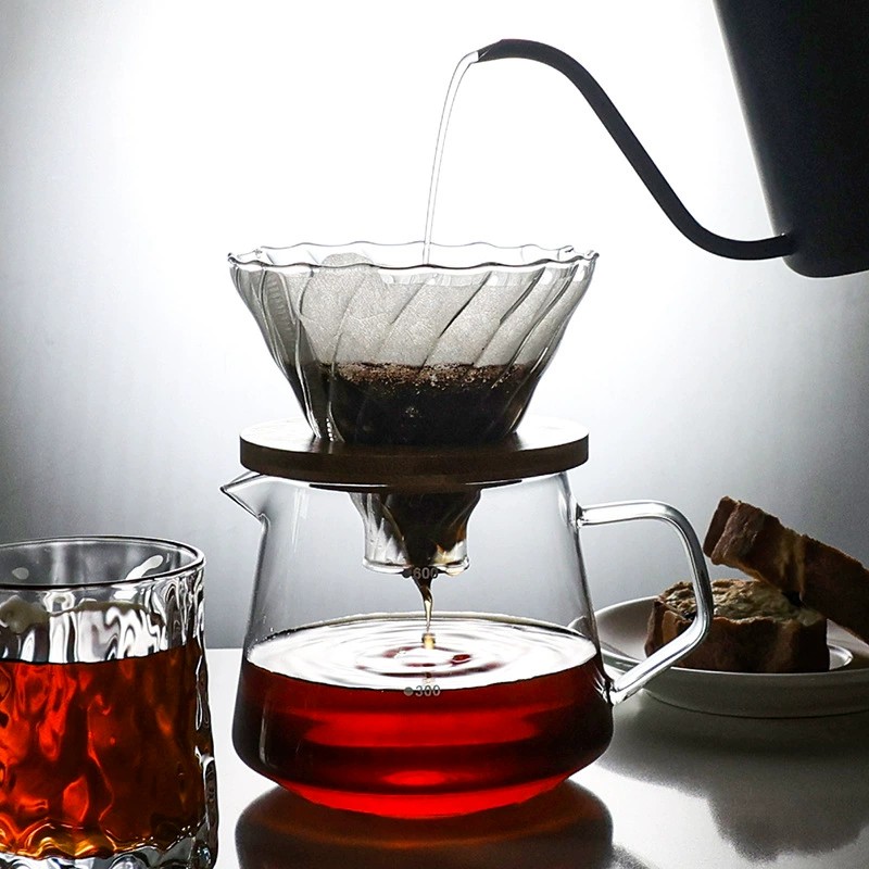 rorence coffee dripper filter, hang ear pour-over kettle, filter cup, glass sharing pot, drip kettle, light luxury style