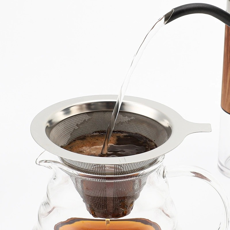 Stainless steel coffee filter without paper, coffee strainer, pour-over coffee dripper, ultra-fine dense funnel