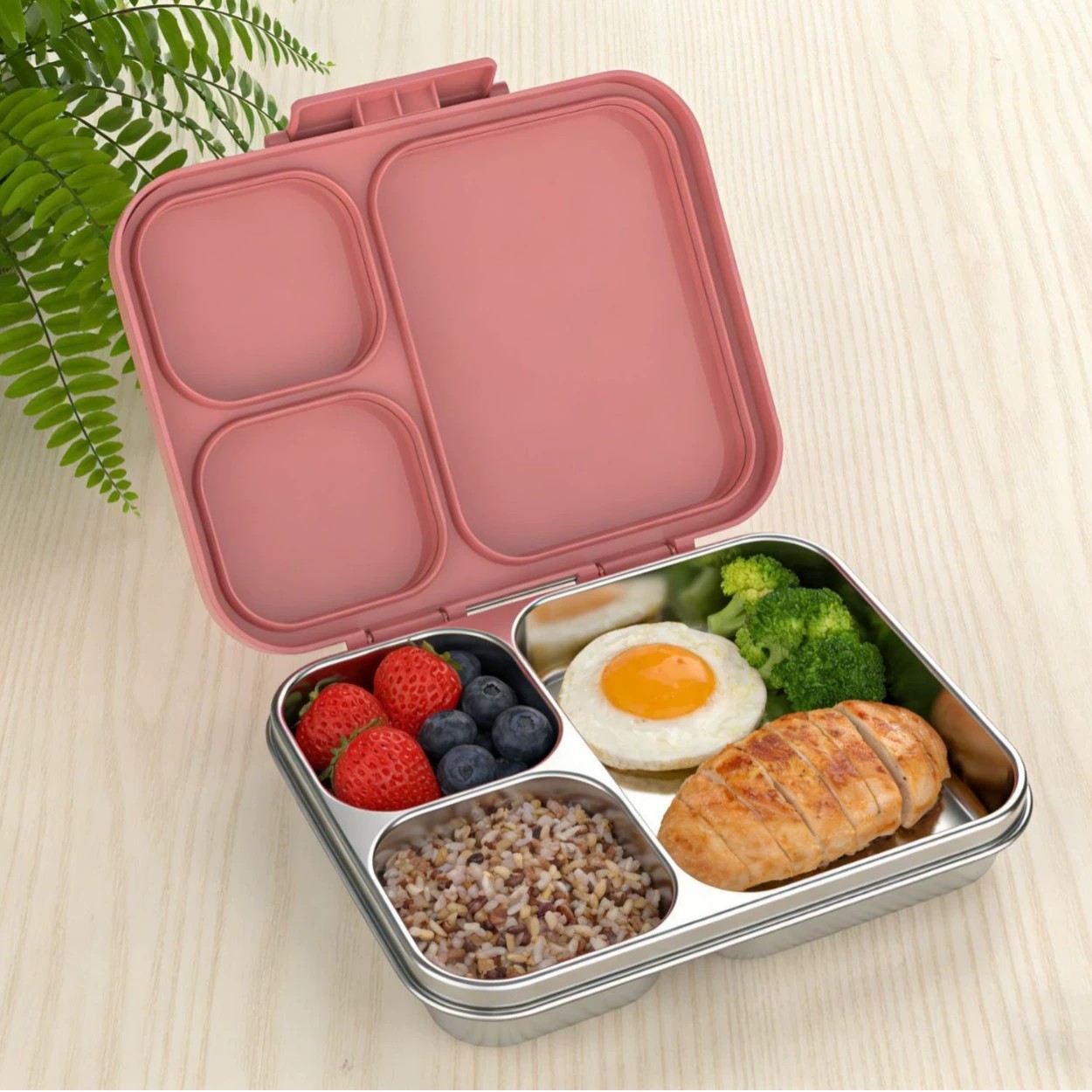 New narrow-edge 304 stainless steel lunch box, large capacity, portable food container with airtight seal for office workers and students
