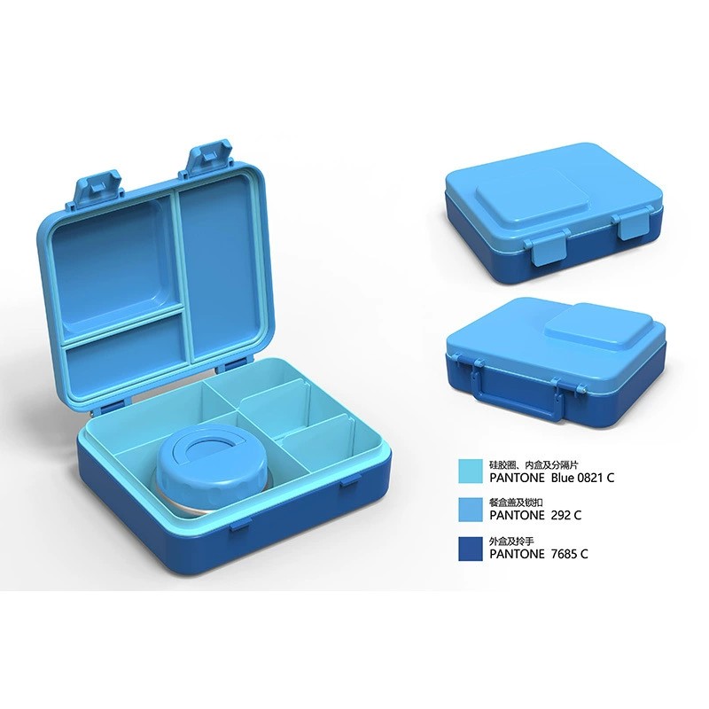 New large-capacity plastic three-compartment lunch box, rectangular sealed lunch box, can add logo for cafeteria meals