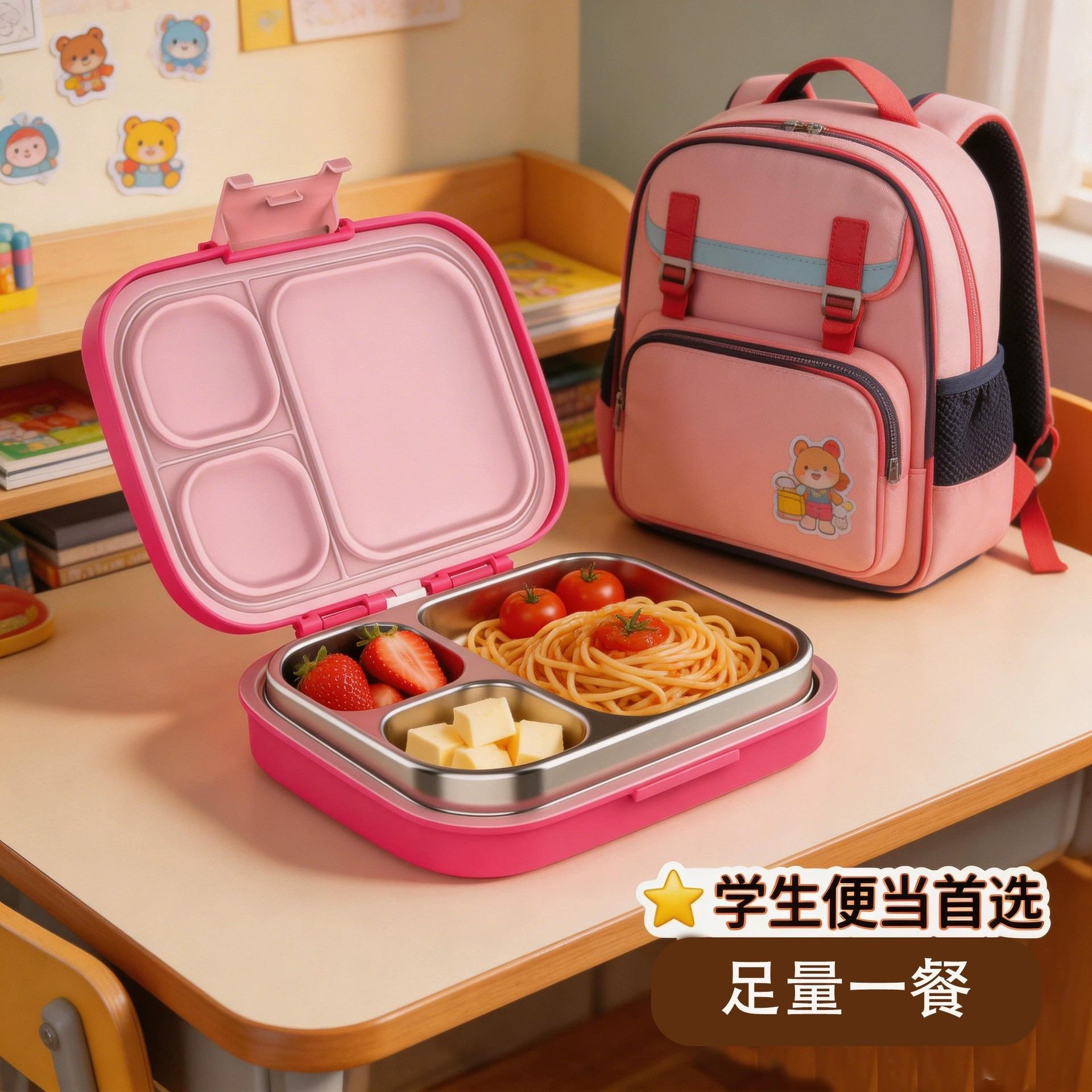 New 304 Stainless Steel Lunch Box - Portable, Large Capacity, Leak-proof, Heat-resistant for Office Workers and Students