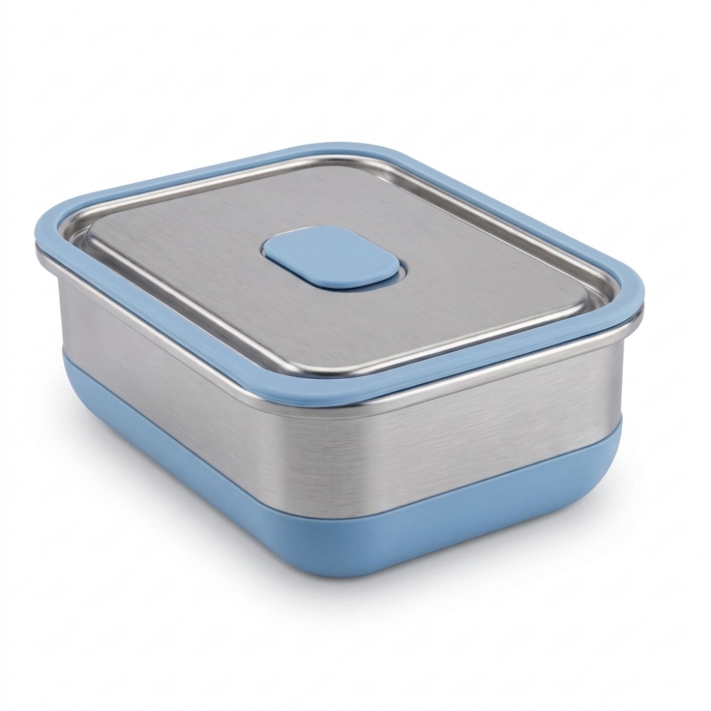 Rectangular Stainless Steel Food Container with Protective Color Base